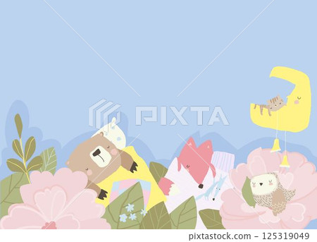 Relaxing animals. Cute sleeping characters funny poses 125319049