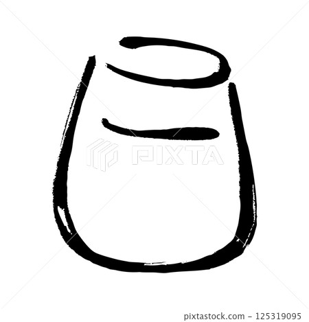 Hand-drawn illustration of a drink poured into a glass with a brush stroke 125319095