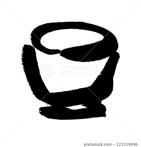 Hand-drawn illustration of a sake cup with a brush stroke Hand-drawn illustration of a sake cup with a brush stroke 125319096