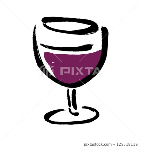 Hand-drawn illustration of red wine with brush strokes 125319119
