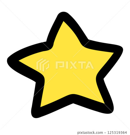 手繪黃色星形向量圖示（線條畫，簡單，插圖素材）黃星圖標 125319364