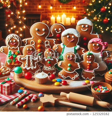 這是一位正在與家人一起慶祝的薑餅人。是不是覺得很溫暖很幸福呢？ 125320162
