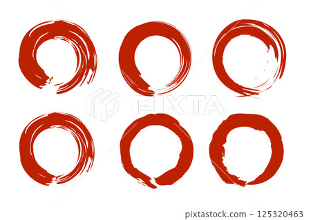墨水畫圓圈的向量插圖集，紅色 125320463