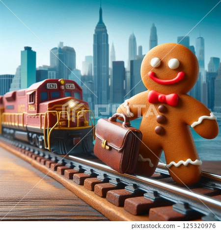 看起來他要出差了。概念是搭乘火車去遠方。 125320976