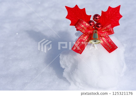 Snow and Christmas ornaments 125321176