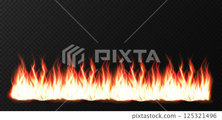 Realistic fire flames with glowing sparks Realistic fire flames with glowing sparks 125321496