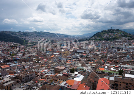 Panoramic view of Quito city with the Virgin of El Panecillo Panoramic view of Quito city with the Virgin of El Panecillo 125321513