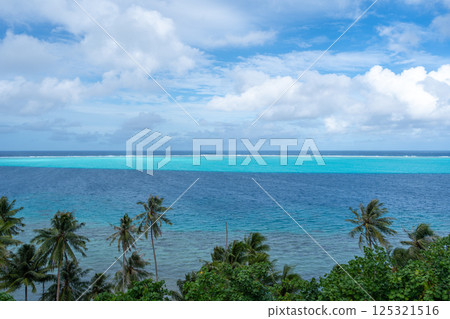 Panoramic view from Tefarerii viewpoint in Huahine, French Polynesia 125321516