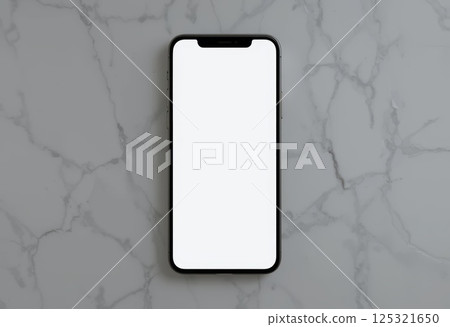 Cellphone with white screen isolated on marble background. 125321650