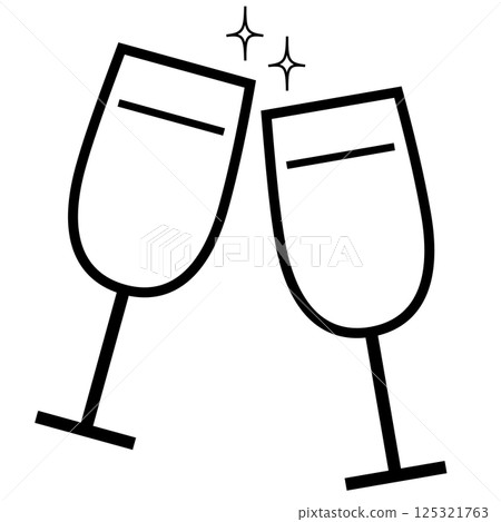Toasting sparkling glass icon Toasting sparkling glass icon 125321763