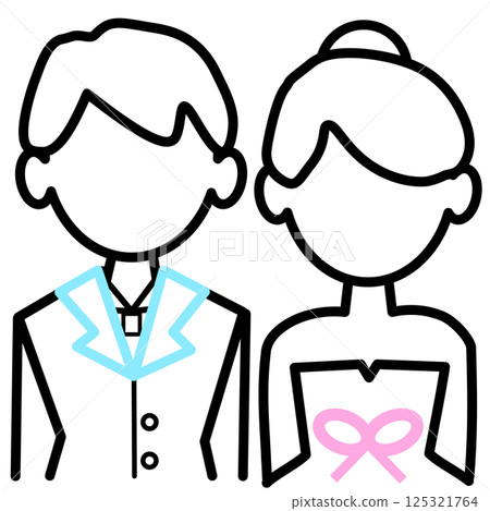 Three-color man and woman wedding icon Three-color man and woman wedding icon 125321764