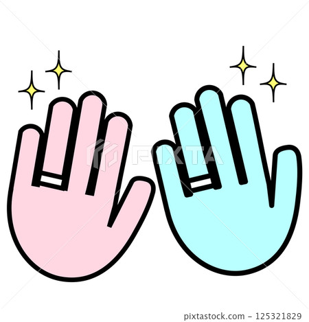Icon of a hand with a pink and blue ring Icon of a hand with a pink and blue ring 125321829