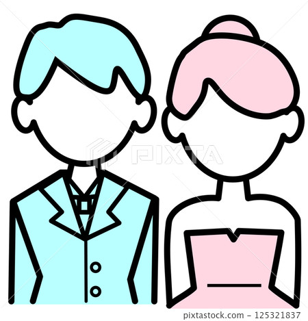 Pink and blue wedding man and woman icon 125321837