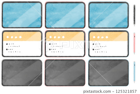Watercolor textured tablet and touch pen illustration set Watercolor textured tablet and touch pen illustration set 125321857