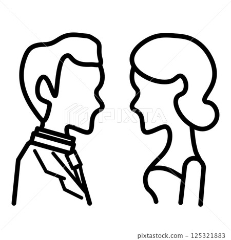 男人和女人面對面的婚禮圖標 125321883