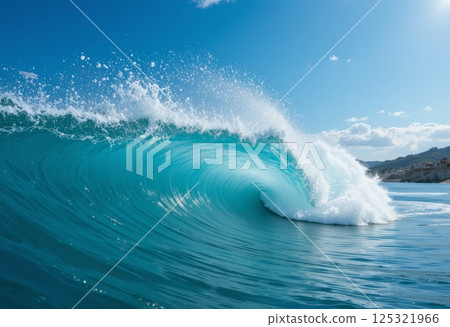 Coastal wave breezy and natural backdrops. 125321966