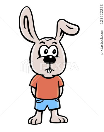 Funny big-eared hare in shorts 125322238