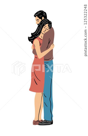 Young couple standing in an embrace 125322248