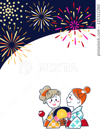身穿浴衣的年輕女子觀賞夏日祭煙火的壁紙素材 身穿浴衣的年輕女子觀賞夏日祭煙火的壁紙素材 125322260