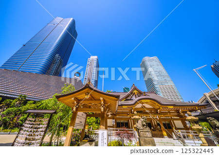 日本東京的城市景觀，俯瞰麻布台之丘、八幡神社等。 125322445