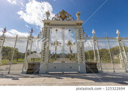 A view of the main gate of the Akasaka Palace State Guest House in Minato Ward, Tokyo. Photographed from Wakaba Higashi Park. A view of the main gate of the Akasaka Palace State Guest House in Minato Ward, Tokyo. Photographed from Wakaba Higashi Park. 125322694