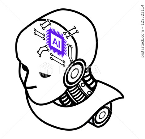 Isometric robot head with AI 125323114