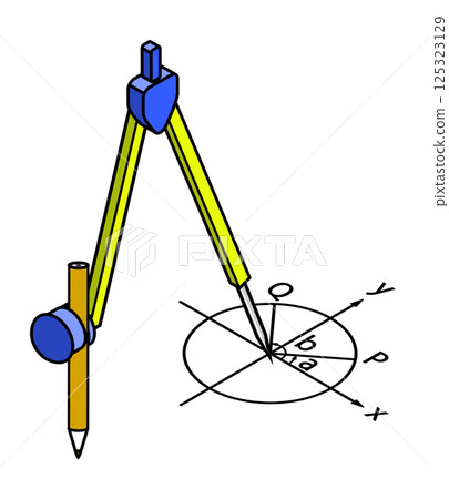 Compass and shapes Isometric 125323129