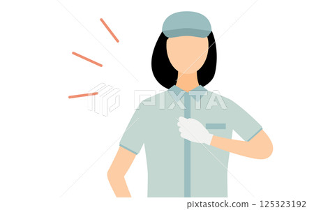 女工戴帽子打到胸部的簡單圖示 125323192