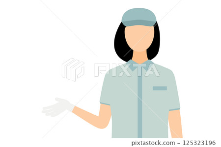 一位戴著帽子、用手勢說話的女工的簡單插圖 一位戴著帽子、用手勢說話的女工的簡單插圖 125323196