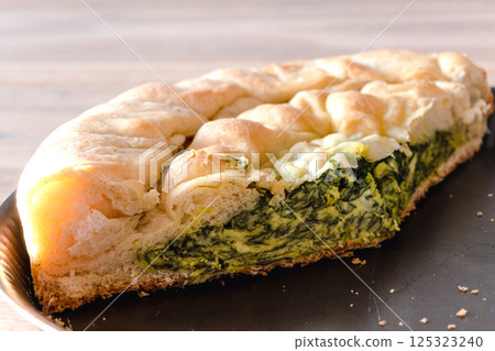 Spinach pie, traditional serbian dish, spinacia oleracea 125323240