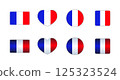 Blue, white and red, french tricolor flag and shape 125323524