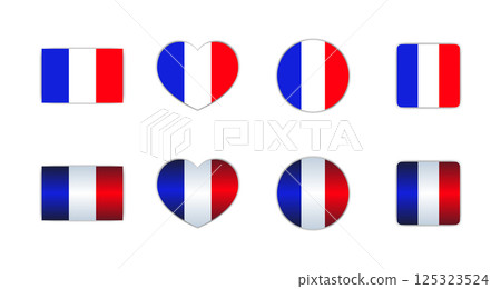 Blue, white and red, french tricolor flag and shape 125323524