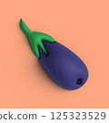3d eggplant on bright background, healthy food 125323529