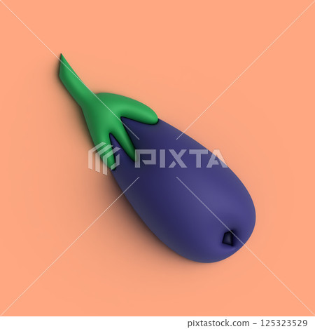 3d eggplant on bright background, healthy food 3d eggplant on bright background, healthy food 125323529