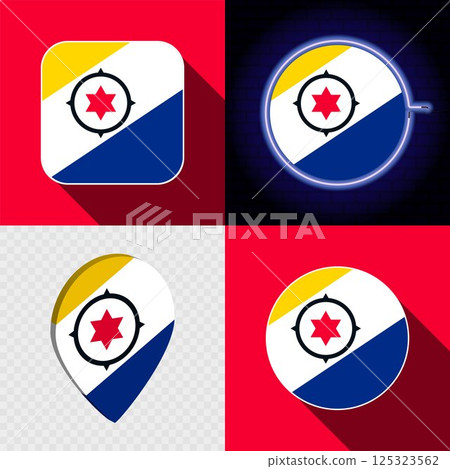 Set of modern icons with the national flag of Bonaire. 125323562