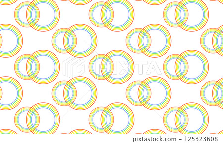 由五條彩虹色線條組成的重疊圓圈圖案 由五條彩虹色線條組成的重疊圓圈圖案 125323608
