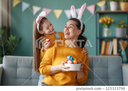 family preparing for Easter family preparing for Easter 125323799