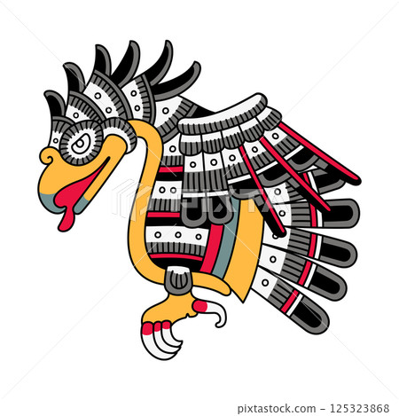 Aztec eagle, a sacred bird and symbol of strength and courage, a visual representation of the sun god Huitzilopochtli, and also the emblem of the most elite and respected warriors, the Eagle Warriors. 125323868