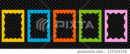 Color squiggle frames set. Trendy curved rectangle frame box. Color squiggle frames set. Trendy curved rectangle frame box. 125324136