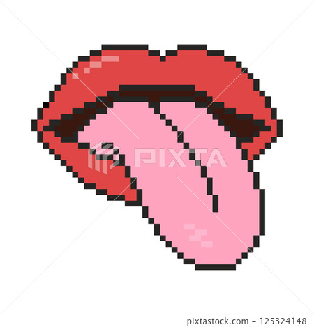 8 bit mouth icon. Pixel art object. Old school vintage game graphic. 8 bit mouth icon. Pixel art object. Old school vintage game graphic. 125324148
