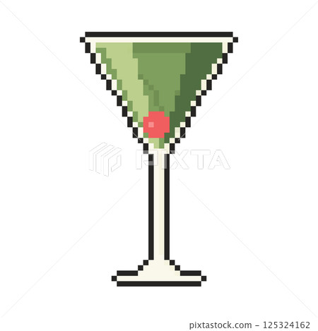 Pixel art cocktail icon in 8 bit style. Retro 80s,90s video game graphics. Pixel art cocktail icon in 8 bit style. Retro 80s,90s video game graphics. 125324162