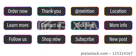 Set of gradient action button. Modern vector elements for website design. 125324167