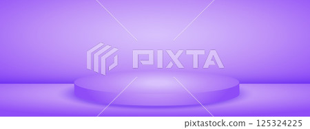 Purple studio room with podium stage. Limbo light background. Abstract 3d bg with empty space for advertising text. Vector mockup illustration. Purple studio room with podium stage. Limbo light background. Abstract 3d bg with empty space for advertising text. Vector mockup illustration. 125324225