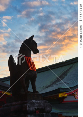 京都伏見稻荷大社:美麗的夕陽與獅狐(京都府京都市伏見區) 京都伏見稻荷大社:美麗的夕陽與獅狐(京都府京都市伏見區) 125324456