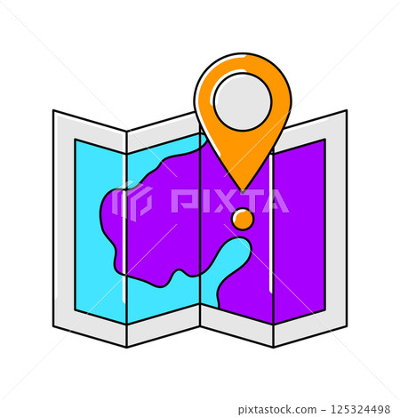 Map with marker icon. Air travel and tourism item. 125324498
