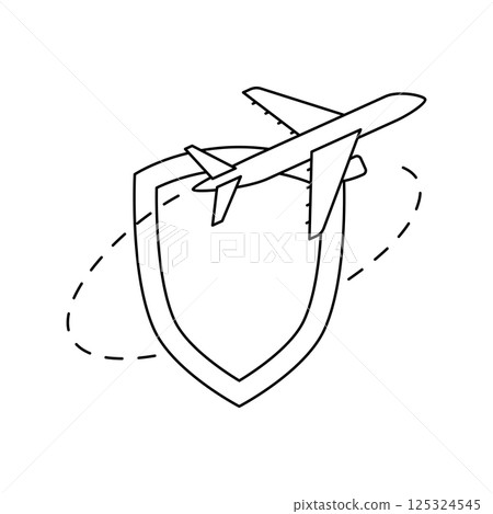 Airplane insurance icon. Air travel and tourism item. Airplane insurance icon. Air travel and tourism item. 125324545
