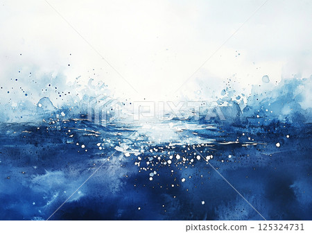 水彩畫藍色顏料水波背景素材生成ai 125324731