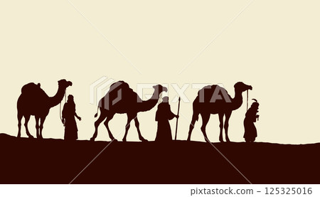 Three Wise kings following Star of Bethlehem. Vector illustration Three Wise kings following Star of Bethlehem. Vector illustration 125325016