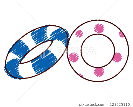 手繪彩色插圖的游泳圈 手繪彩色插圖的游泳圈 125325110