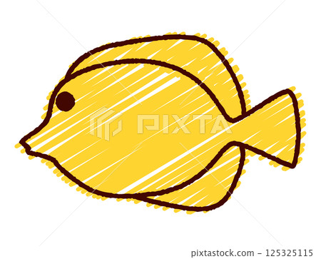 Hand-drawn color illustration of a yellow tang Hand-drawn color illustration of a yellow tang 125325115